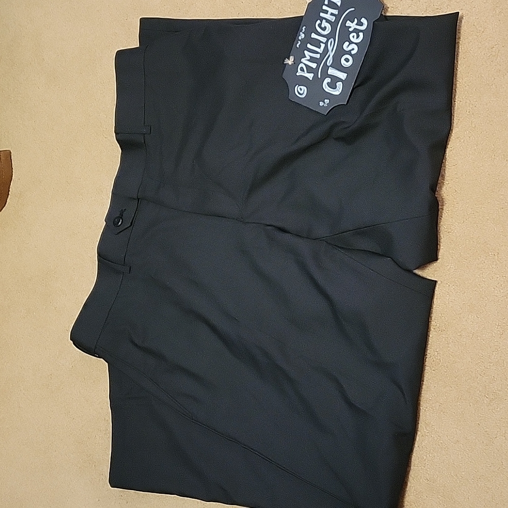 Stafford Performance Dress Pants Black 36x29 Flat Front